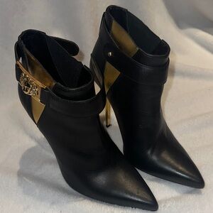 Versace Black and Gold Women's Ankle Boots